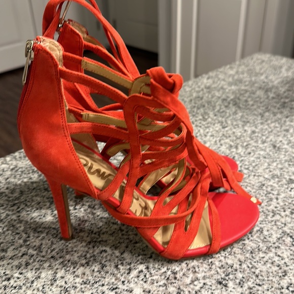 Sam Edelman stiletto sandal size 8 red orange color - Picture 4 of 5